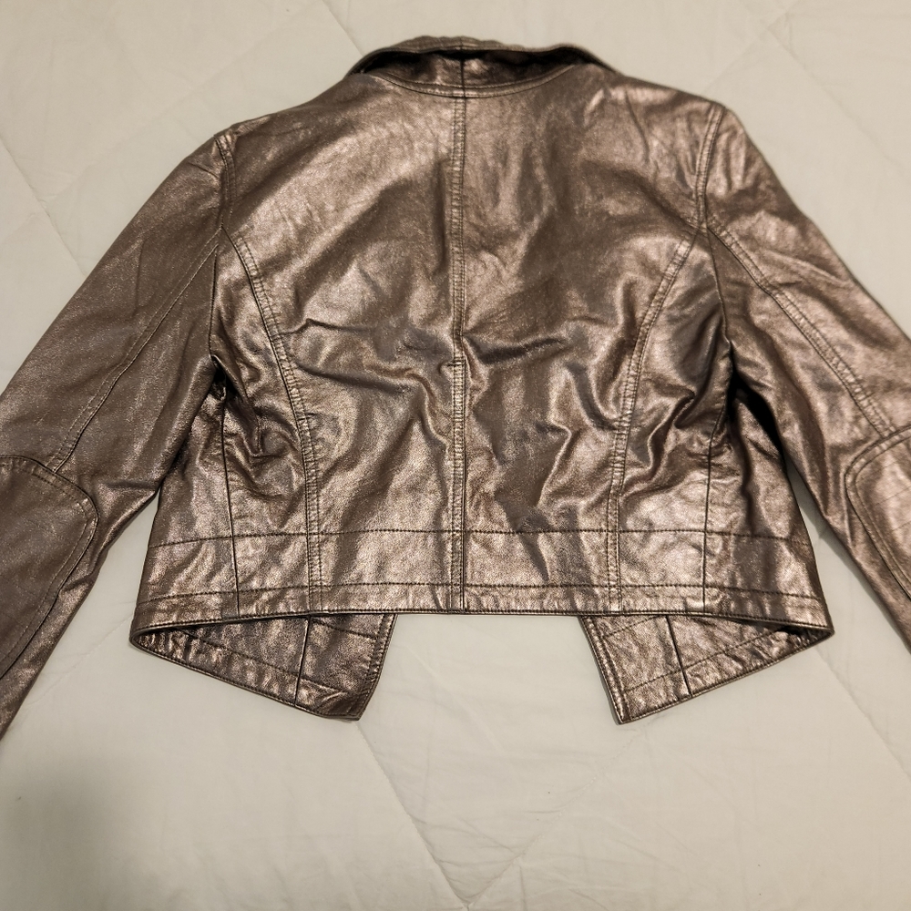 Metallic bronze pleather jacket - Picture 3 of 7